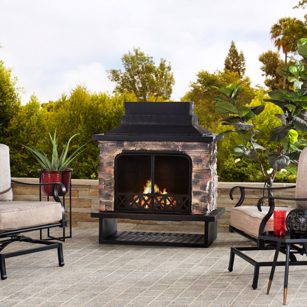 Darby Home Co Pirtle 48.03'' H Steel Wood Burning Outdoor Fireplace